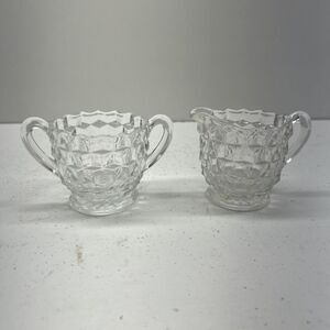 Vintage FOSTORIA AMERICAN Glass Creamer & Sugar